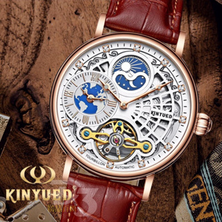 【現貨供應】正品 Kinyued 國王機械錶 J098 日月星辰 機械錶 陀飛輪 機械手錶 鏤空機械錶 雙時區 D3