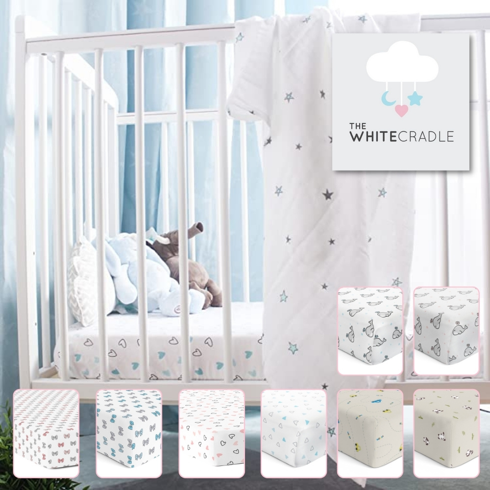 (拆封重整特價)The White Cradle 純棉斜紋嬰兒床床包 60*120公分(床墊高12cm內-全年適用)