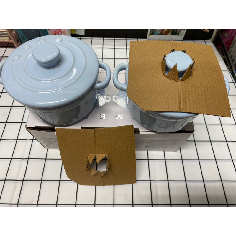 SMEG12cm迷小烤盅 2入-粉藍色（全新未使用）烘培用具