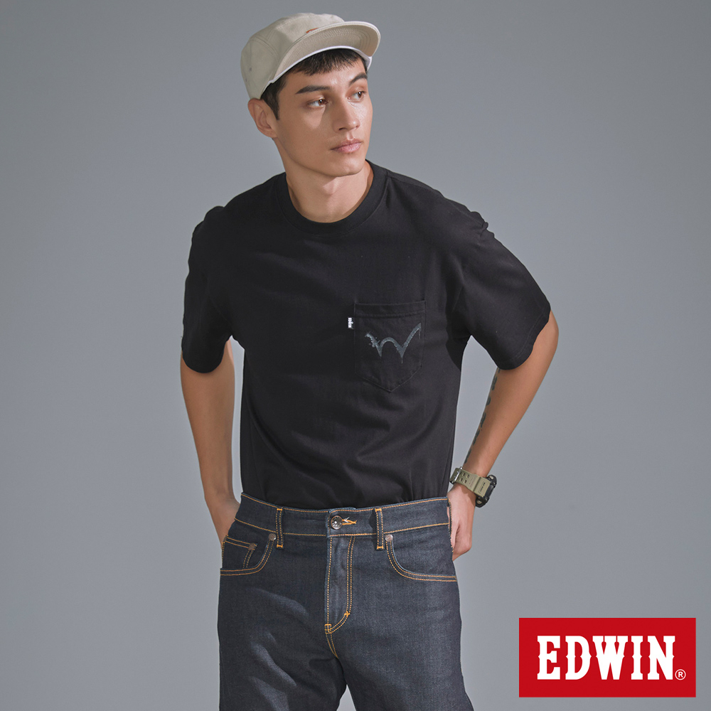 EDWIN EDGE 口袋短袖T恤(黑色)-男款