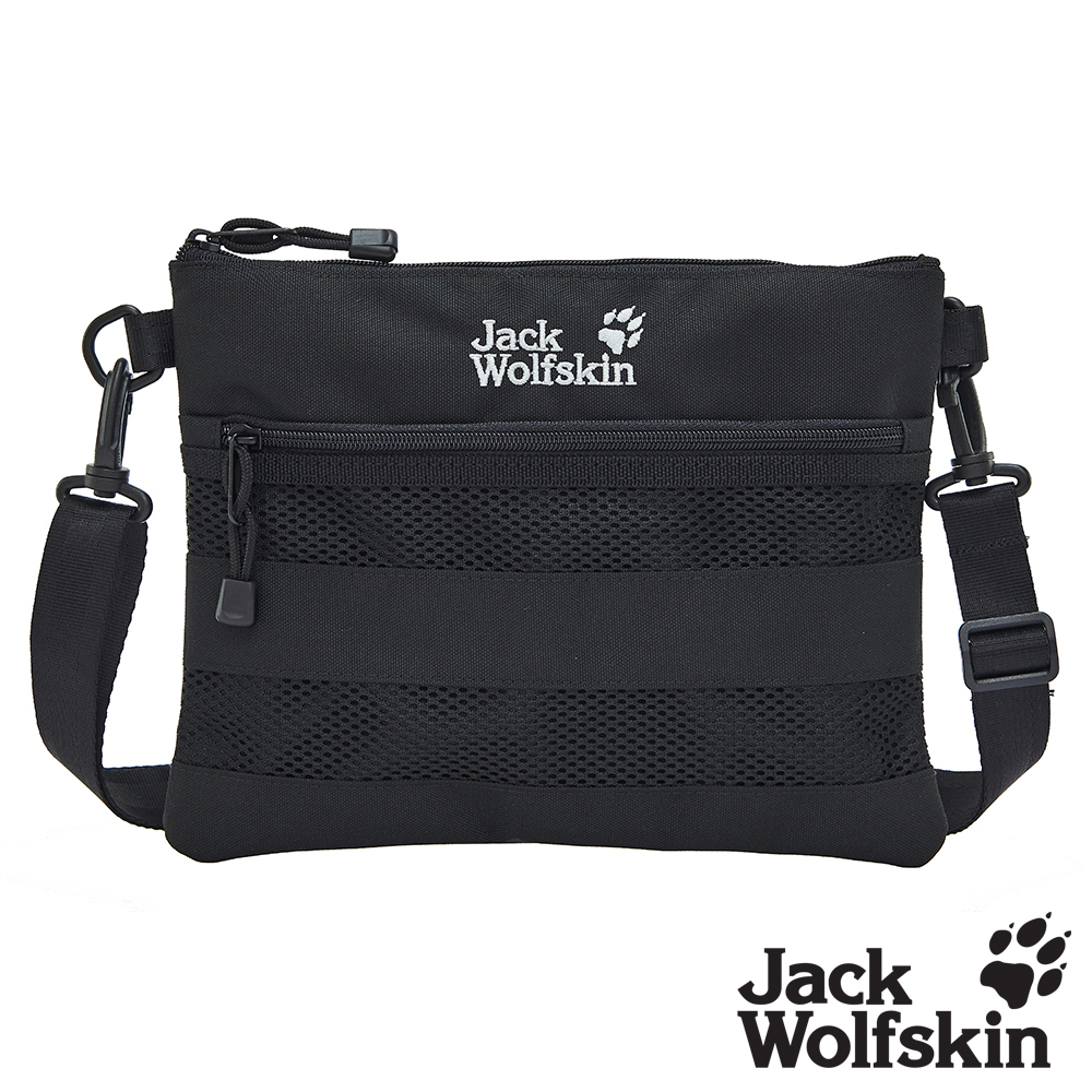 【Jack wolfskin 飛狼】簡約拼接耐磨休閒小背包 側背包『黑』