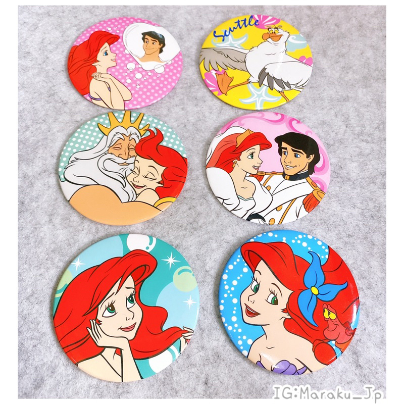 日本東京迪士尼 小美人魚 美人魚 艾莉兒 賽巴斯汀 川頓國王 王子 海鷗 徽章 別針 胸針 紀念品［魔樂町JP日貨🎪］