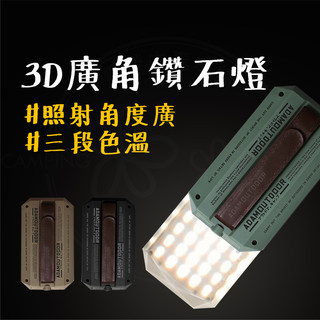 露營燈 【露營中毒本鋪】 ADAM 3D廣角鑽石燈 露營美學 照明燈 燈具 燈 LED燈 IPX5防水 廣角燈