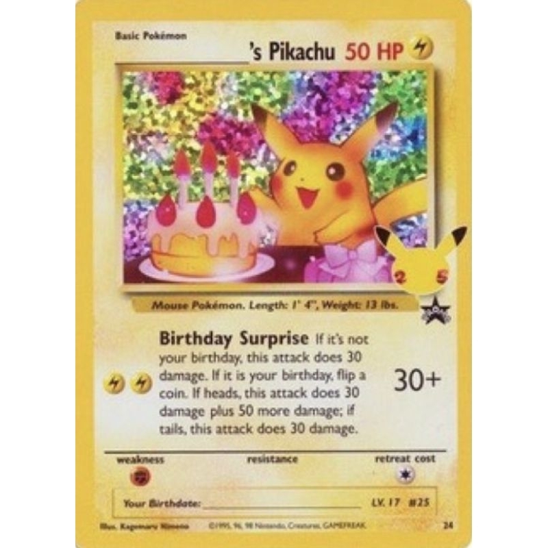 寶可夢 PTCG 美版 國際版 25週年 24  Birthday Pikachu 生日皮卡丘