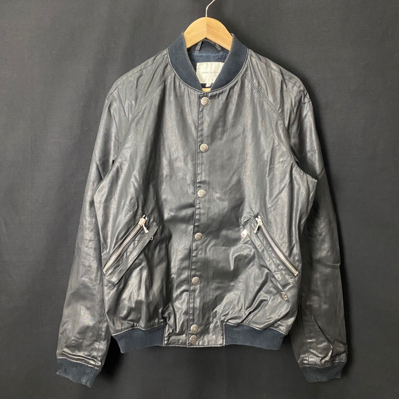 PIERRE BALMAIN 上蠟 拉鍊口袋 棒球外套 MA-1 義大利製 SZ:36/50 二手美品