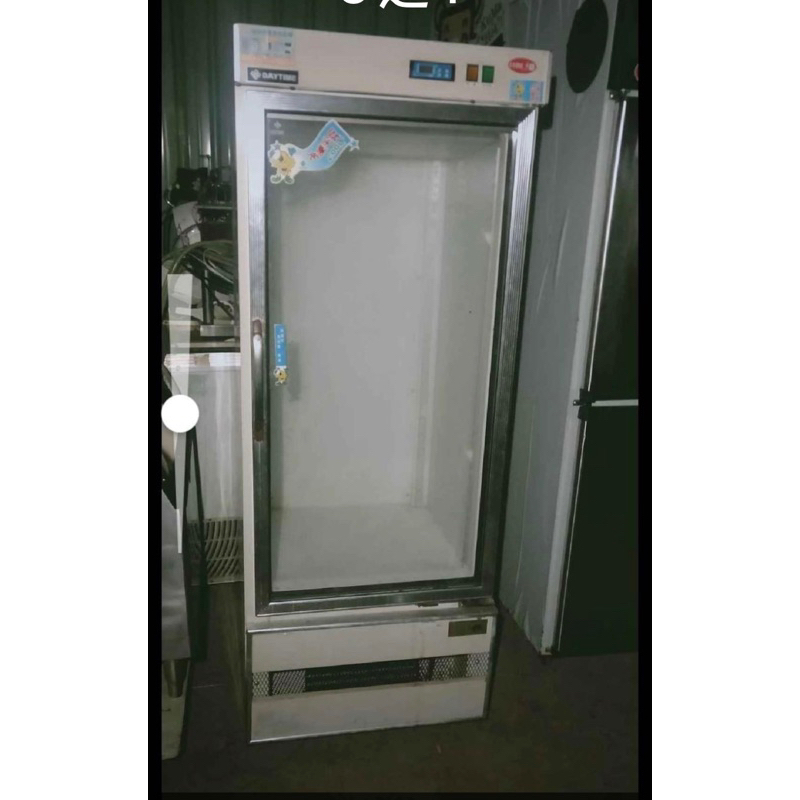 二手中古得台400公升直立式透明玻璃冷藏冰箱，尺寸66*68*175cm，保固3個月