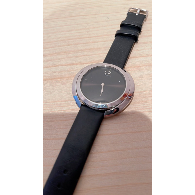 🌟瑞士 CK手錶 Calvin Klein 造型女錶 黑色皮革錶帶 （無盒）
