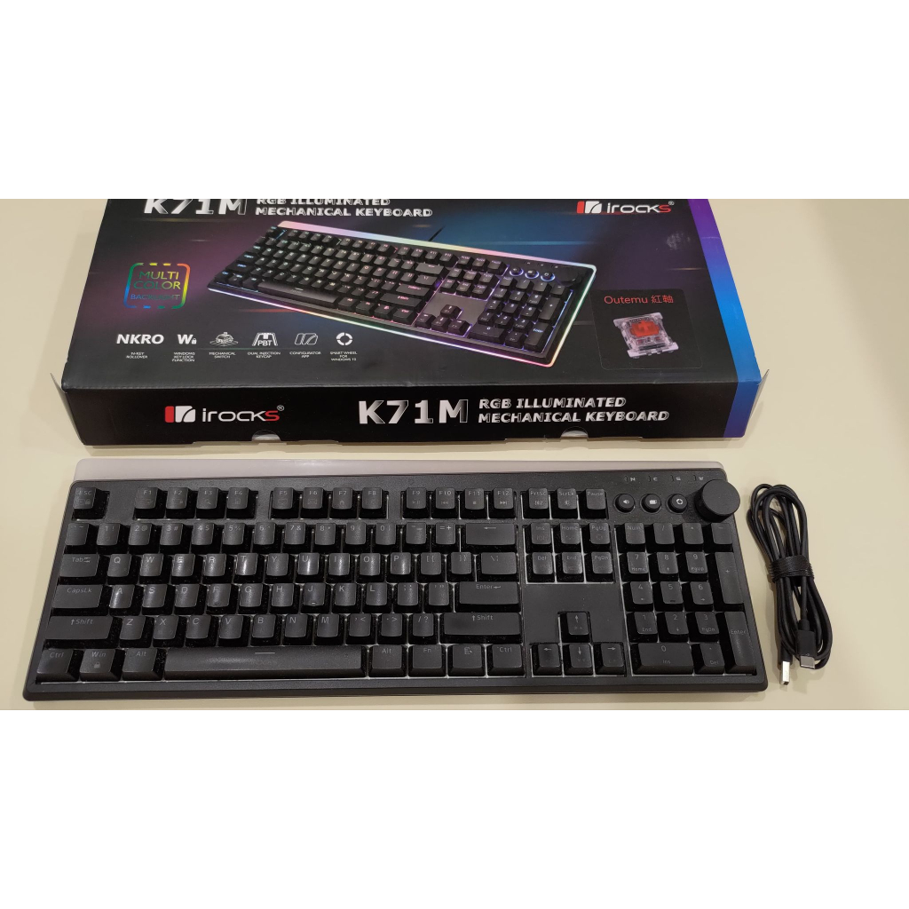 irocks K71M RGB背光機械式鍵盤-紅軸 黑色