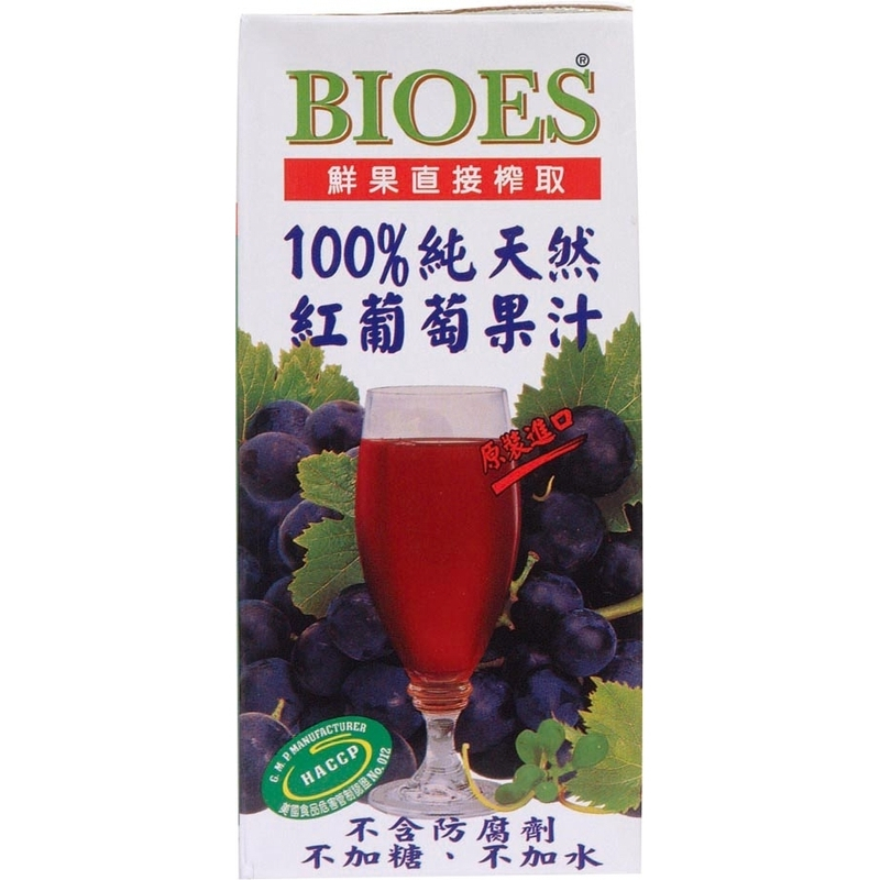 BIOES囍瑞 100%純天然紅葡萄果汁 1L【家樂福】