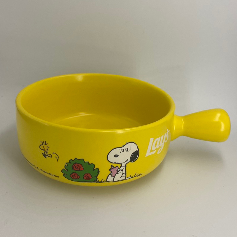 (全新現貨)樂事 洋芋片 史努比 SNOOPY 陶瓷 單把鍋 焗烤鍋 可微波 烤盤 碗 碗盤(黃色)