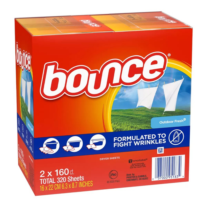 Bounce 烘衣柔軟去靜電紙 160張 X 2入 好市多代購Costco