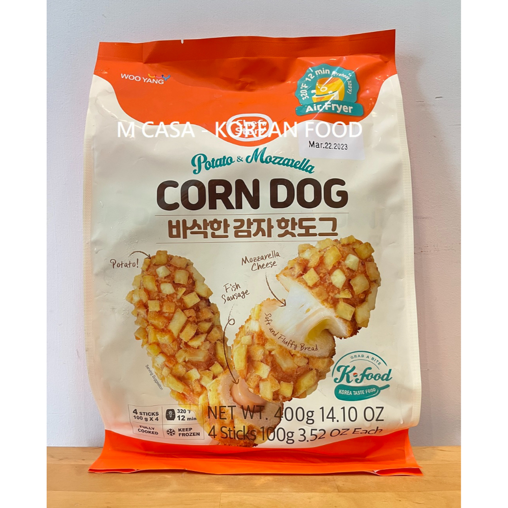 M CASA - 韓國 WOOYANG 馬鈴薯起士魚腸熱狗 脆薯起士熱狗 CORN DOG 4入裝 400克