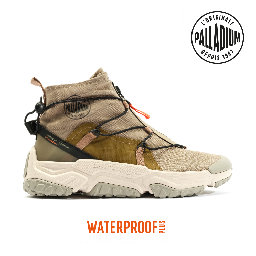 PALLADIUM OFF-GRID HI ZIP WP+快穿輪胎橘標防水靴-中性-沙漠金