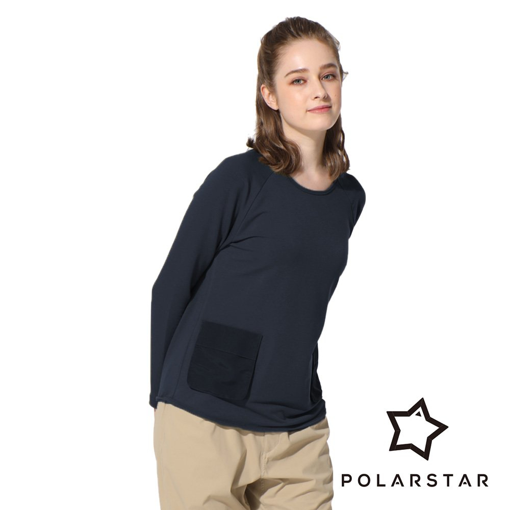 【PolarStar】女彈性休閒長袖上衣『深藍』P22910