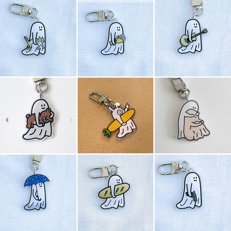 即有+預 韓國文創 Percentage 👻壓克力吊飾 幽靈吊飾幽靈吊飾 鬼魂吊飾 抱貓貓鬼魂 韓國代購