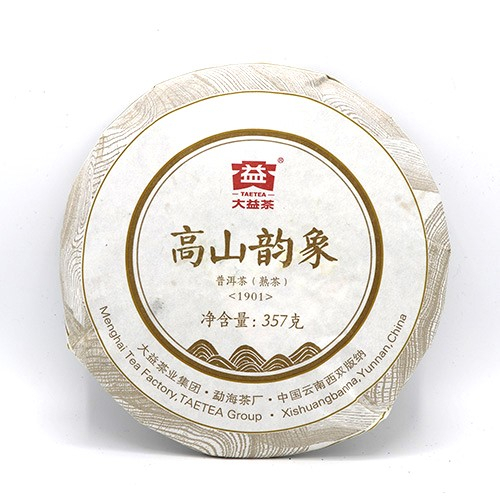 大益普洱熟茶 357g/高山韵象 1901「茶有大益」