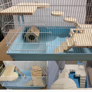 倉鼠金絲熊外接基礎籠實木護欄平臺跳板DIY二層造景套餐不含籠寵物配件