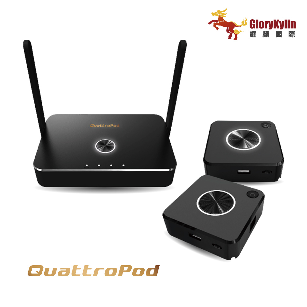 QuattorPod 無線簡報器 商用會議影音傳輸器 一鍵投影 4K高畫質 多人連線 2T1R
