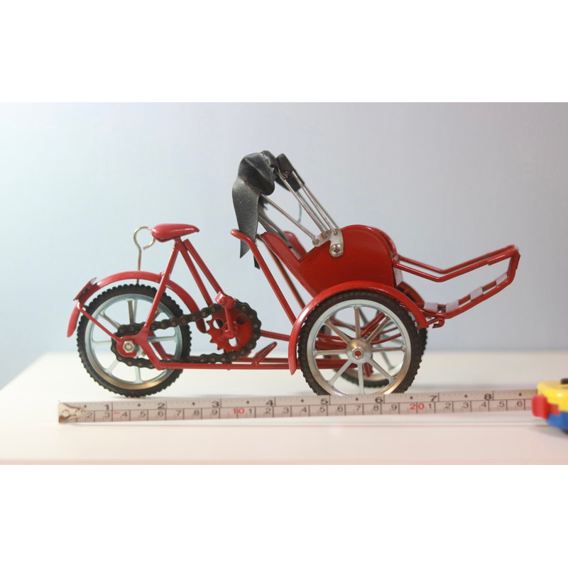 ［二手］越南帶回 人力車模型 26公分長 三輪車 古董車 東洋車 突突車 東南亞 泰國 印度 北越