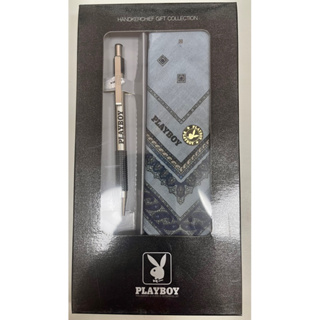 【特價】世界名牌PLAYBOY 全新品 手帕/原子筆禮盒 100%日本製 買手帕送原子筆（請自行購筆芯）