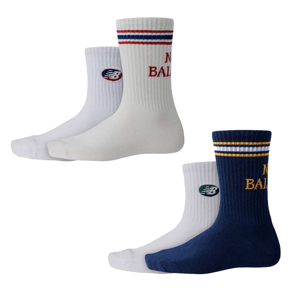 NEW BALANCE 長襪 運動襪 2色 米白/深藍 復古 每色兩款一組 小腿襪 LAS32462AS-