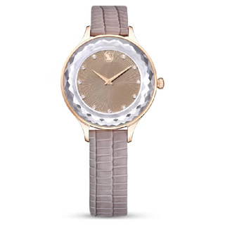 Swarovski 施華洛世奇 Octea Nova 深邃質感 藍寶石水晶時尚腕錶 5649999/ 灰褐款/33mm