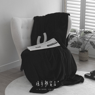wanan/☾… 黑色系愛好の現貨 黑色法蘭絨保暖毛毯