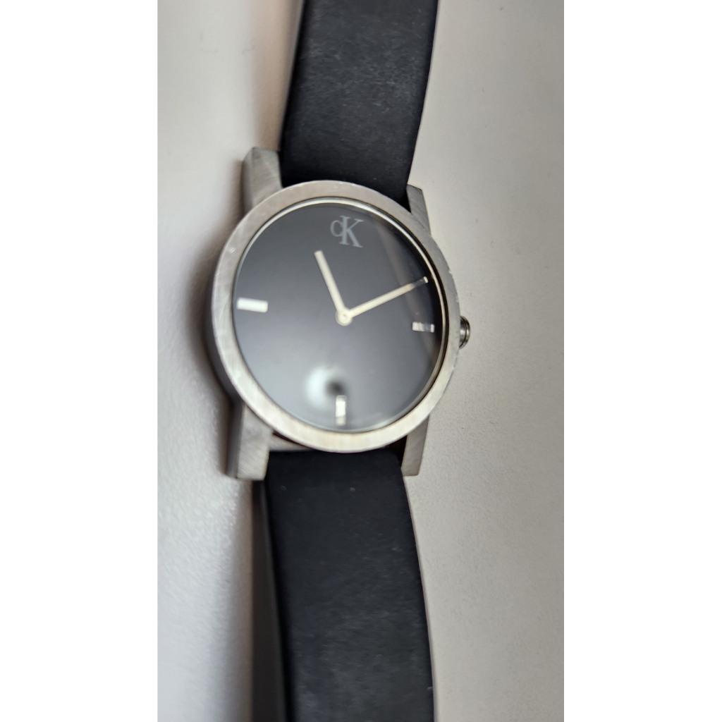 原廠CK瑞士製男士手錶全不鏽鋼錶殼真皮錶帶-二手少用