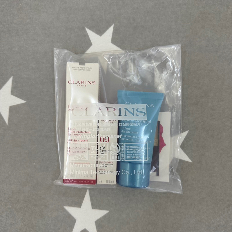 全新🛒* CLARINS 克蘭詩*🛍 彈潤植萃美唇油 + 水潤奇肌潤澤保濕霜 + 5P防禦UV水凝乳