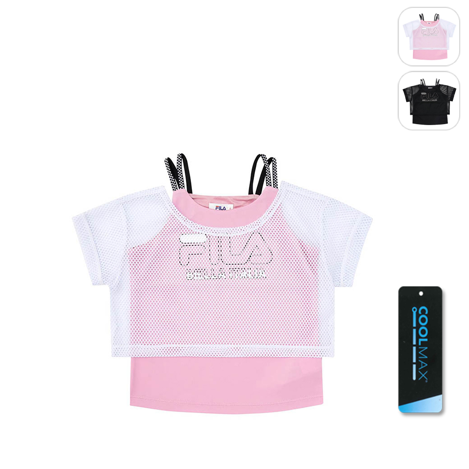 【FILA】KIDS 孩童款 吸濕排汗 兩件式上衣-粉色 5TEW-4459-PK