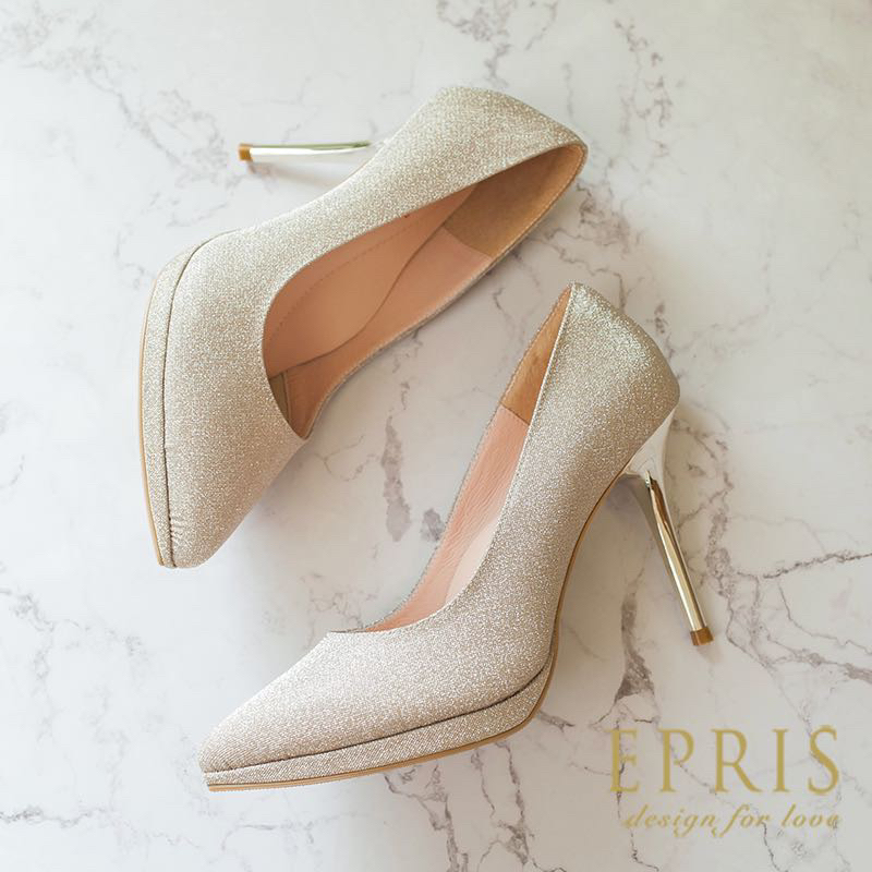 艾佩絲婚鞋 EPRIS香檳金 高跟鞋 只穿半天 9成新 婚鞋 25號 平常穿24.5