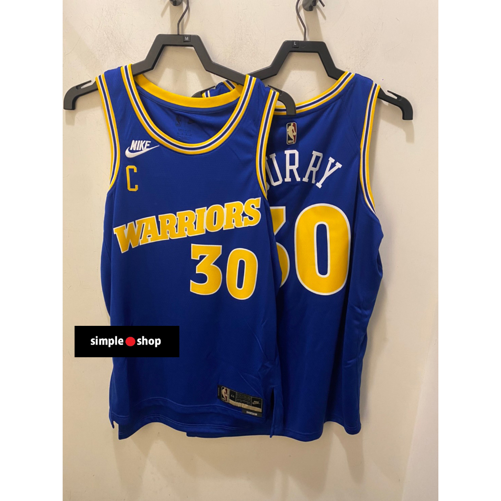 【Simple Shop】 NIKE NBA 球衣 CURRY 金洲勇士隊 復古 球衣 藍黃 DO9446-497