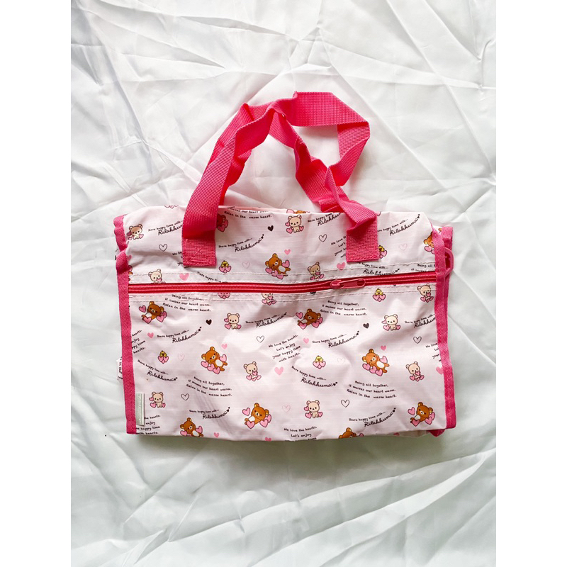 ❤️拉拉熊 旅行背包 旅行袋 出國 旅遊 收納 便當袋 提袋 粉紅色 背包 周邊 手提包