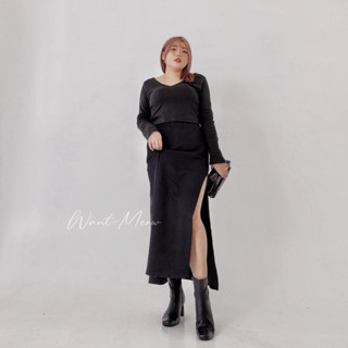 Want-Meow招財貓旺鋪/臺灣出貨/95公斤可穿/顯腿長開岔棉長裙/褲裙/有安全褲/中大碼長裙/大碼長裙/