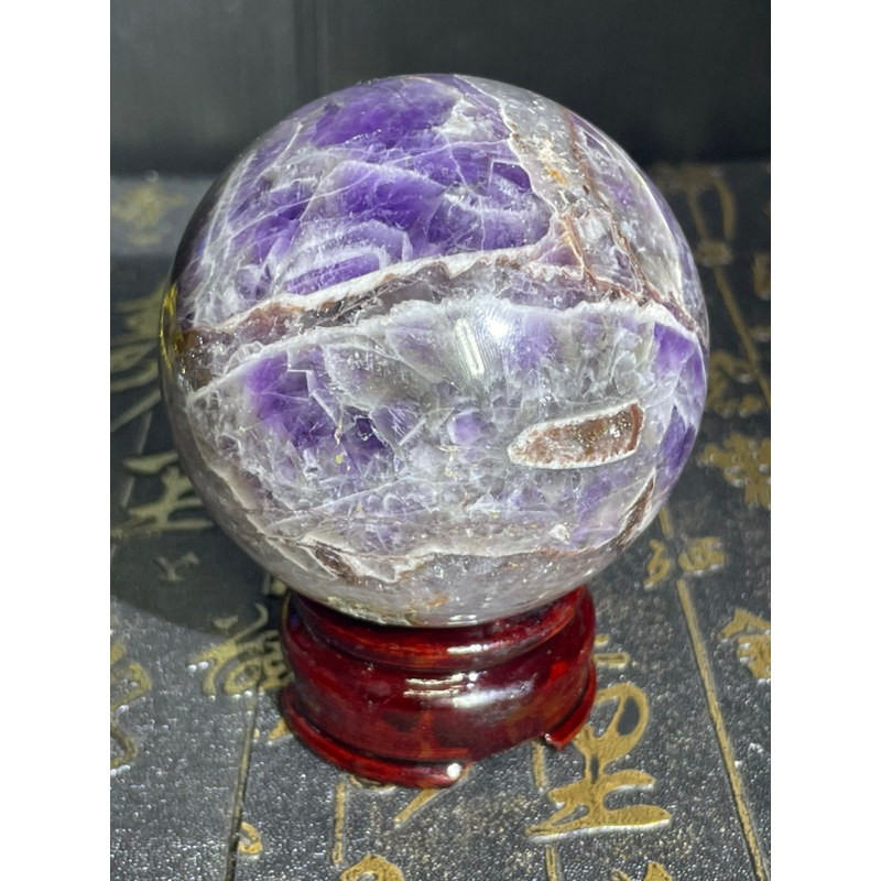 ［沁楹水晶］夢幻紫水晶球7公分（有一個天然礦坑無裂）