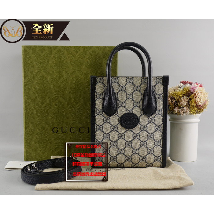 優買二手精品名牌店* GUCCI 671623 Mini tote bag GG 字紋 老花 手提包 斜背 琴譜包 全新