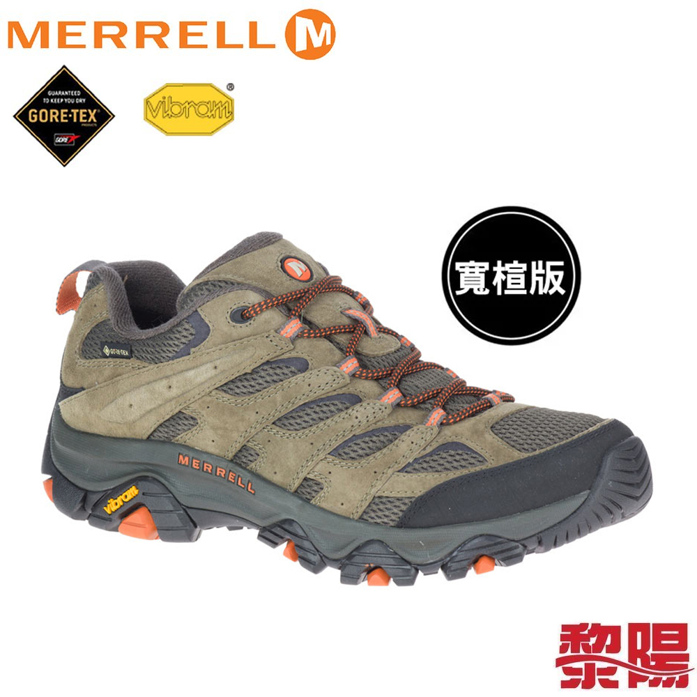 MERRELL MOAB 3 GORE-TEX 低筒登山鞋 男款 (橄欖綠) 寬楦/防水/透氣 33ML35801W
