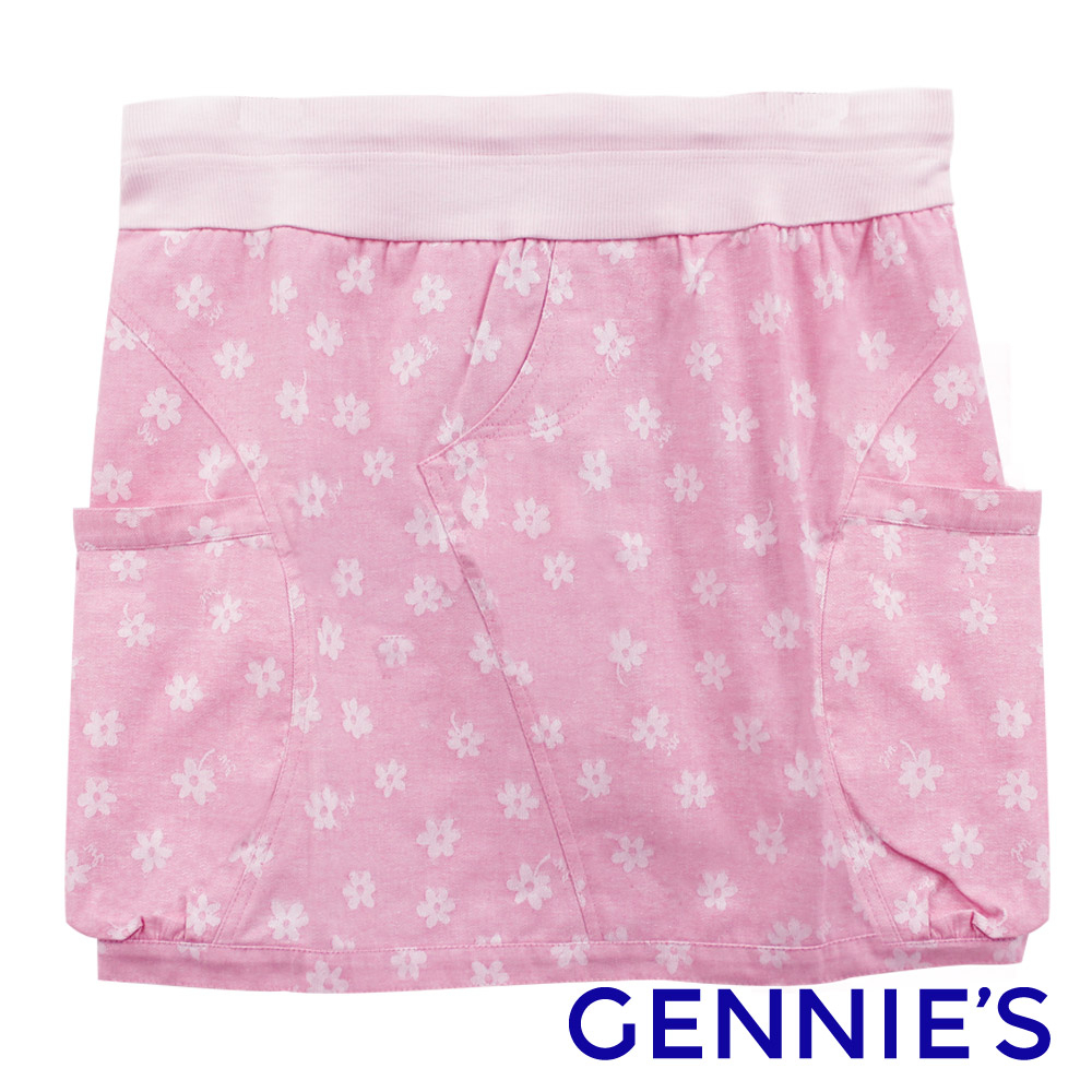 【Gennies 奇妮】時尚百搭短裙-粉膚/粉紅花/紅條紋/藍條紋(G4763)