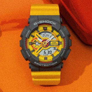 CASIO卡西歐 G-SHOCK 90年代復古運動風 亮眼黃灰撞色 人氣雙顯 對錶女款 GMA-S110Y-9A
