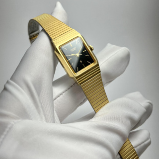 全新 絕美 CITIZEN 星辰 早期老錶 方形 古董錶 女錶 手錶 石英錶 金色 黑色復古 Vintage 古著