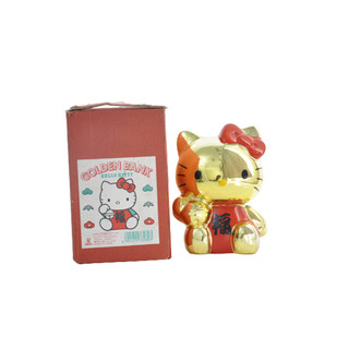 二手 Hello Kitty Golden Bank 背後有裂痕 表面有刮傷 存錢筒