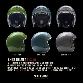 【48H出貨】 Chief Helmet Ticuna 復古騎士安全帽 鈀銀 3/4安全帽 內襯全可拆洗 金線條多色鏡