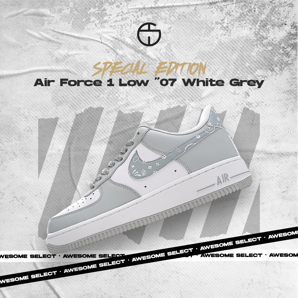 奧升嚴選 •  Nike Air Force 1' 07 灰白腰果花 變形蟲 海外限定 白灰 煙灰 XM6321-736