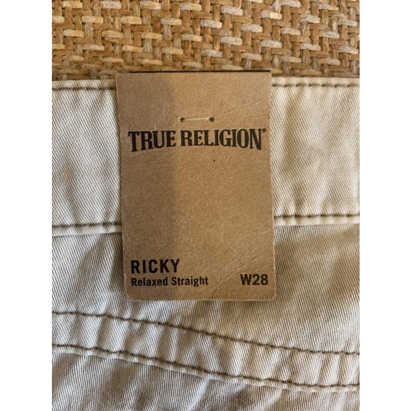 台灣專櫃正品全新吊牌未剪 True Religion 卡其色 高檔牛皮標 精品低腰牛仔褲 28腰