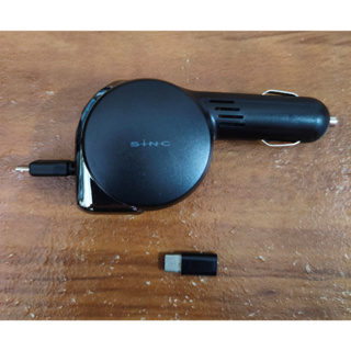 日本SEIWA 4.5A microUSB 伸縮捲線式+USB 點煙器車用智慧型手機充電器 D408 送Type-C頭