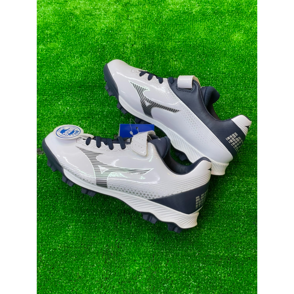 棒球世界全新MIZUNO 美津濃Jr兒童壘球鞋(11GP222214) 白藍配色特價