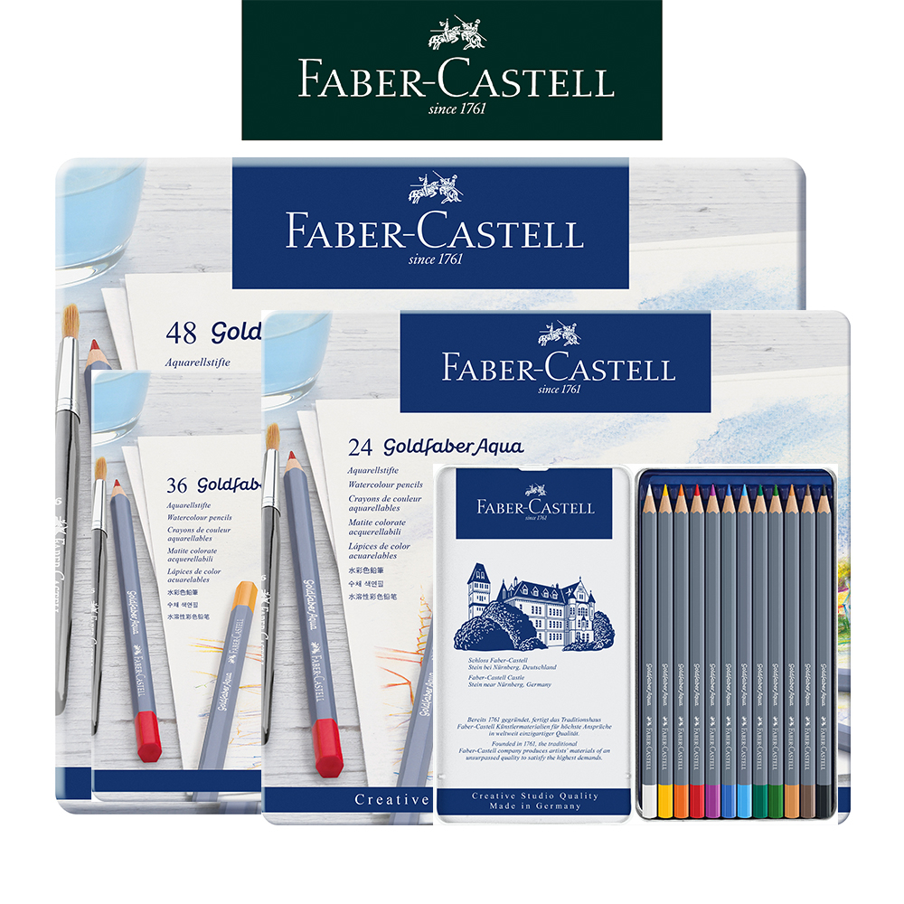 【Faber-Castell】Goldfaber 水性色鉛筆/藍盒/12色/24色/36色/48色/鐵盒 台灣輝柏