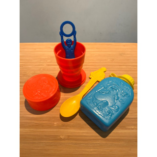早期90年代麥當勞玩具 四小幅 麥當勞叔叔 伸縮杯湯匙小水桶吹泡泡器 兒童餐玩具 二手 中古品