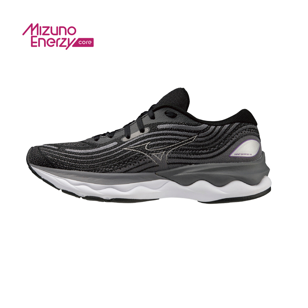 Mizuno 美津濃【零碼】女款 慢跑鞋 WAVE SKYRISE 4 一般型 穩定 舒適 -黑灰- J1GD23092