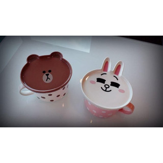 加班有點碗 line friends 熊大 兔兔 泡麵碗盤餐具組